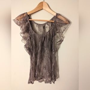 Grey Lace Top
